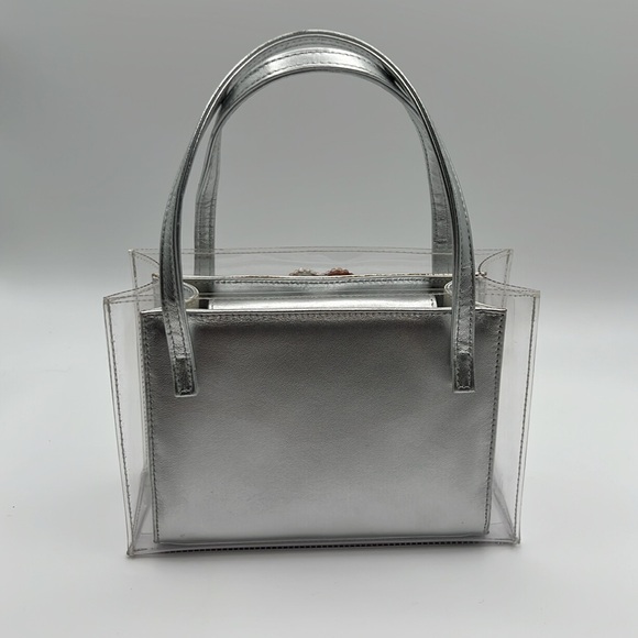 Silver and Gold Metallic Stuart Weitzman PVC top handle bag - Picture 9 of 11